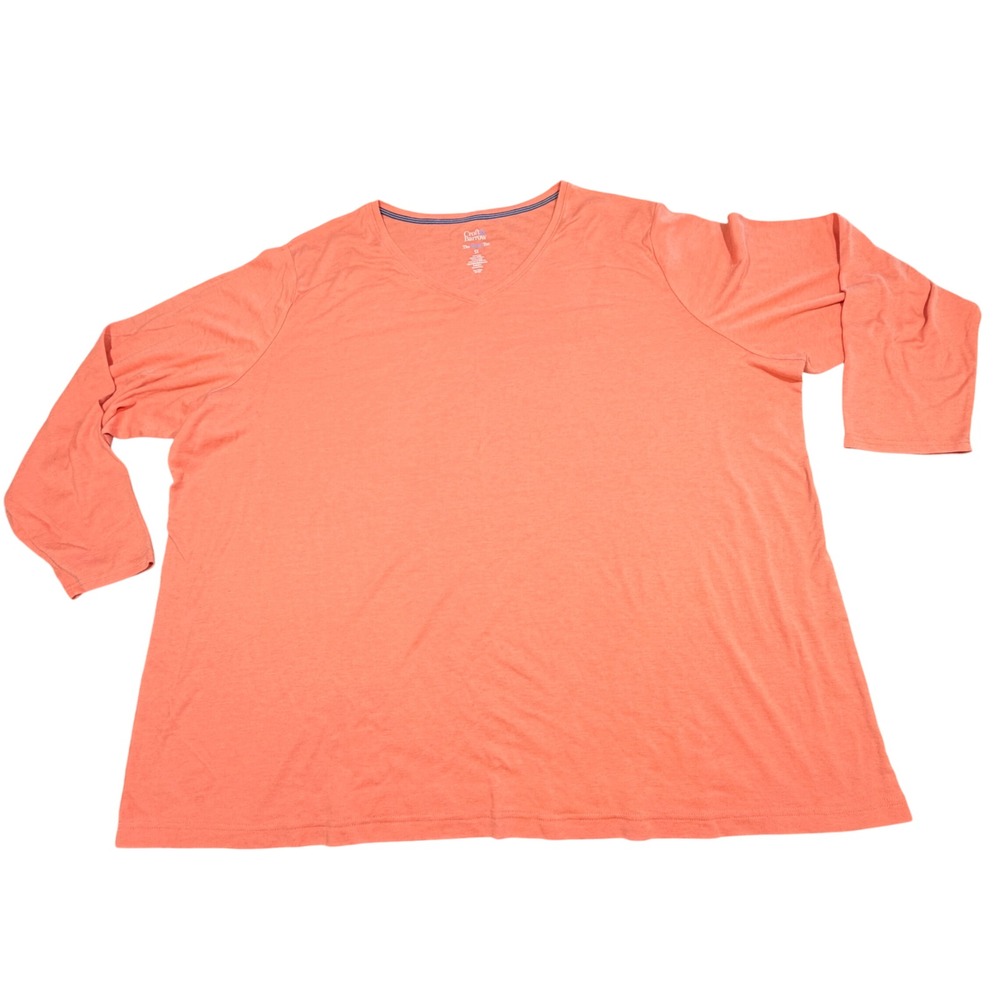 Croft Barrow The Classic Tee Women 5X Orange Cotton Blend Minimalist 3/4 Sleeve
